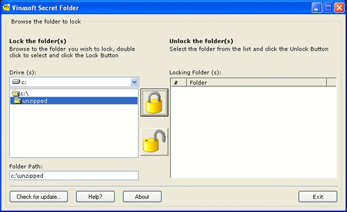 Using Vinasoft Secret Folder